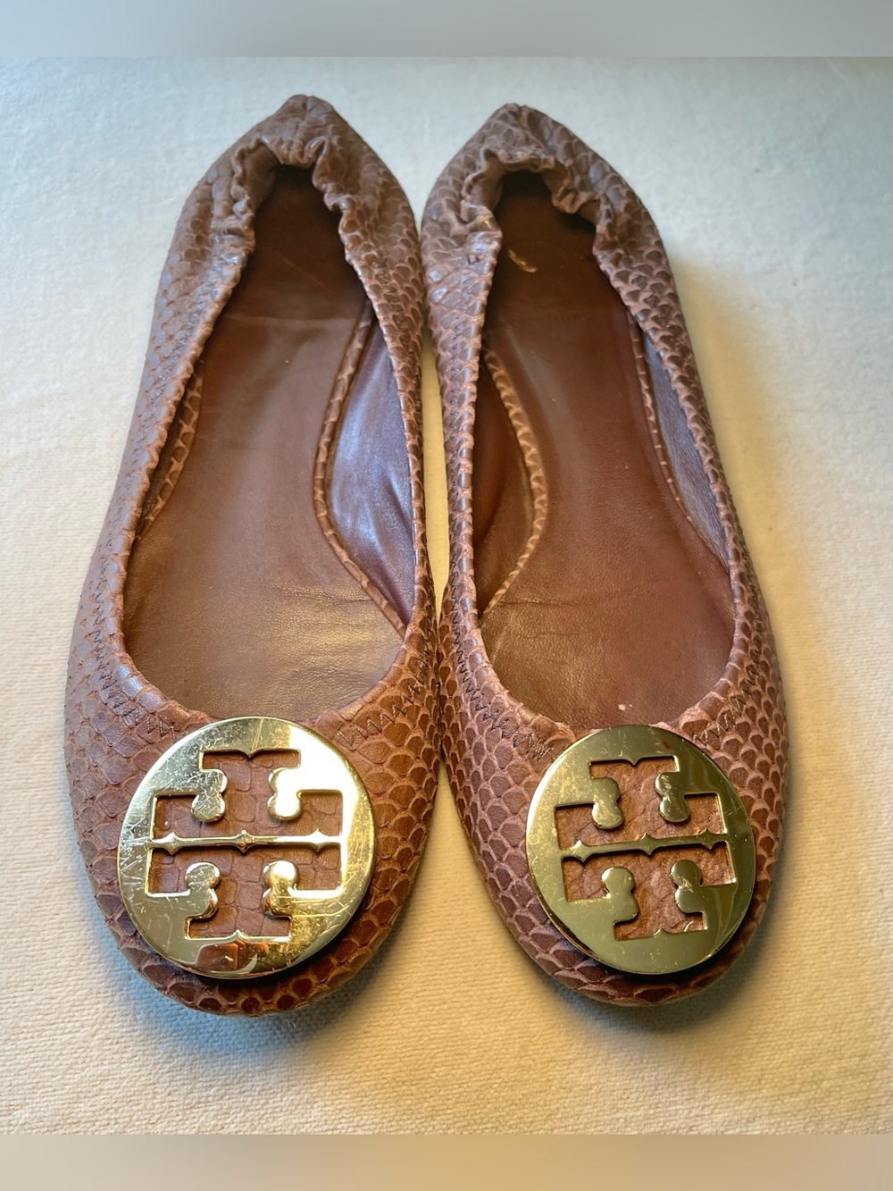 Tory Burch Reva Snakeskin Ballet Flat Size 8.5